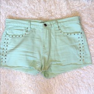 Seafoam denim shorts